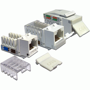Keystone module, RJ45, category 6, UTP, 90 degrees, with shutter, white